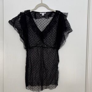 Black Sheer Polka Dot Maternity Top